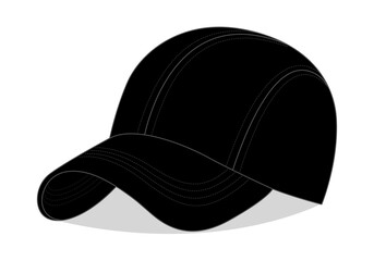 Black sports baseball cap template vector on white background, Perspective view.