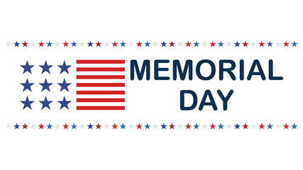 Memorial Day  with star and element symbol , isolated on white background , Vector illustration EPS 10