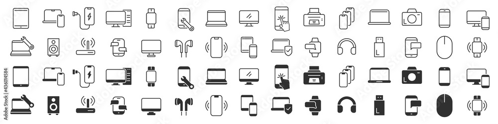 Poster Electronics and devices icons collection in two different styles