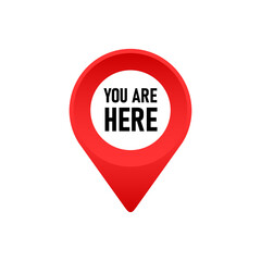 You are here. Map pointer icon. GPS location symbol. Flat design style.