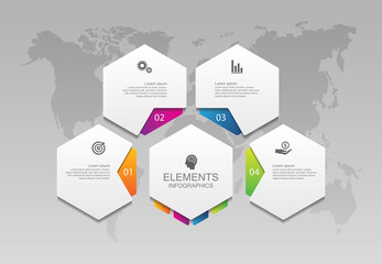 Presentation business infographic elements with 4 step