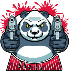 panda bear aiming with pistols and text killer panda © Armi1961