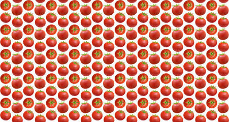 Seamless pattern illustration of realistic painting tomatoes on white background