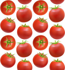 Seamless pattern illustration of realistic painting tomatoes on white background