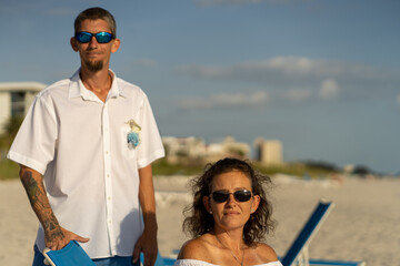 Middle age couple at Florida beach wedding