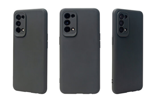 Mobile phone concept, View back side with isolate on background. Smart phone with camera, power and volume buttons.