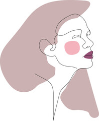 abstraction girl with long hair one line