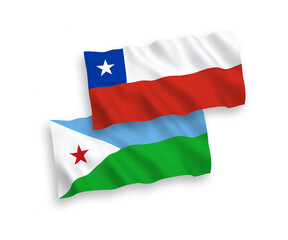 Flags of Republic of Djibouti and Chile on a white background