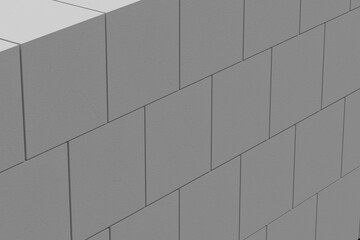 background wall of gray stone blocks 3d rendering
