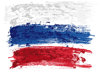 Russian Flag Painted with a Brush - Colored Illustration with Paintbrush Effect Isolated on White Background, Vector