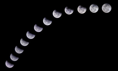 Twelve  Phases Of The Full Growth Cycle Of The Moon © azami