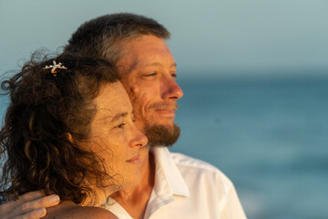 Middle age couple at Florida beach wedding