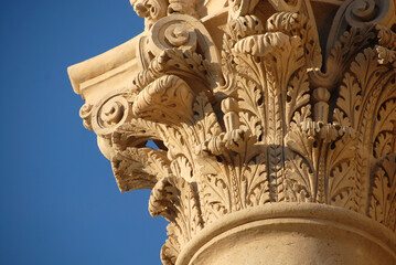 Fototapeta na wymiar The Corinthian capital is of Greek and Roman origin and is also widely used in Baroque architecture.