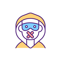 Obraz premium Blocking offensive anonymous users RGB color icon. Deleting cyberbullies comments. Moderating online activity on social media. Hurtful messages spreading prevention. Isolated vector illustration