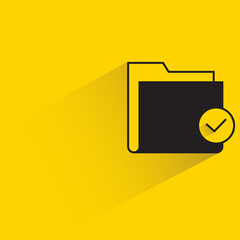 folder and check mark icon shadow on yellow background