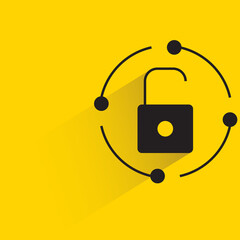 unlock keypad icon with shadow on yellow background