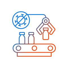 Vaccine manufacturer gradient linear vector icon. Pharmaceutical production. Automated medication distribution. Thin line color symbols. Modern style pictogram. Vector isolated outline drawing
