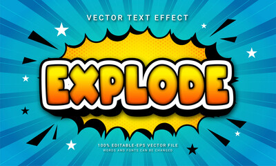 Explode 3d text style effect themed cartoon style