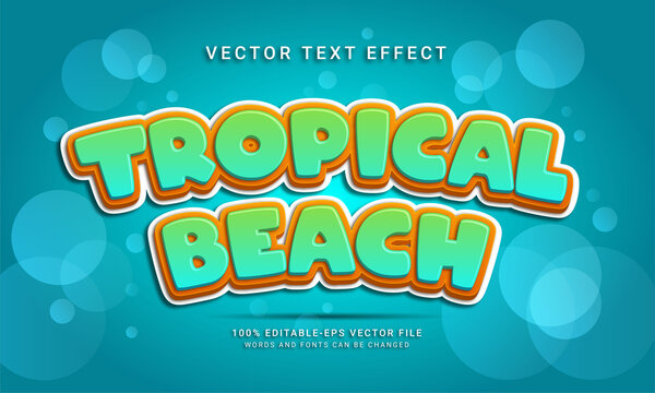 Tropical Beach 3d Text Style Effect Themed Happy Summer Holiday