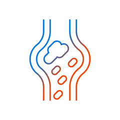 Obraz premium Blood clots gradient linear vector icon. Cardiovascular circulation problem. Disease symptom. Health care. Thin line color symbols. Modern style pictogram. Vector isolated outline drawing