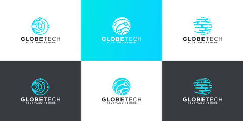 Fototapeta premium Set of abstract globe logo design template