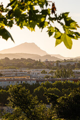 the Sainte Victoire mountain in the morning light in spring