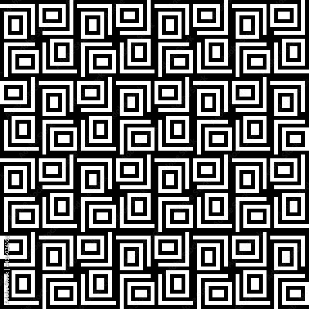 Aufkleber four parts of square tile. vector monochrome tiles ornament. seamless and repeated squared shapes.