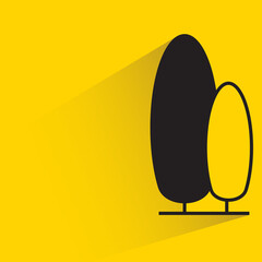 pine tree with shadow on yellow background