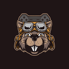 beaver gamer mascot logo design.