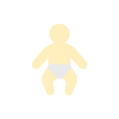 Baby with diaper color line icon. Child or kid. Trendy flat isolated symbol, sign can be used for: illustration, outline, logo, mobile, app, emblem, design, web, dev, site, ui, ux, gui. Vector EPS 10