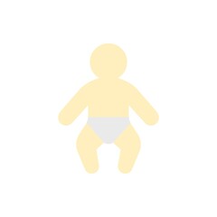 Baby with diaper color line icon. Child or kid. Trendy flat isolated symbol, sign can be used for: illustration, outline, logo, mobile, app, emblem, design, web, dev, site, ui, ux, gui. Vector EPS 10