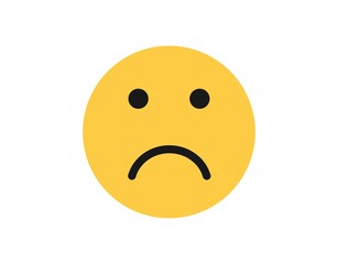 Sad face icon. Yellow sad face.  