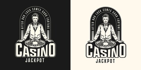 Casino vintage monochrome badge