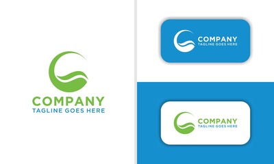 Green logo vector design template with letter G and leaf.  
blank for business card. For your business. Vector sign.