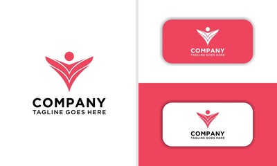 Combination logo from heart and people symbol logo design concept. Design Template Inspiration. blank for business card. For your business. Vector sign.
