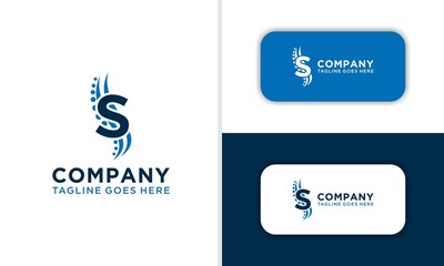 letter s and spine diagnostic symbol logo template design vector illustration. blank for business card. For your business. Vector sign.
