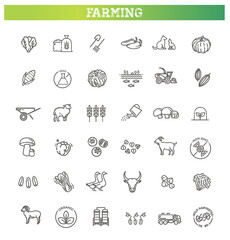 Set of Agriculture and Farming Line Icons