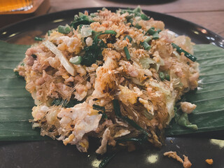 Japchae glass noodles stir fried with egg and vegetable