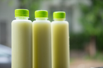 Fresh guava juice in plastic bottle