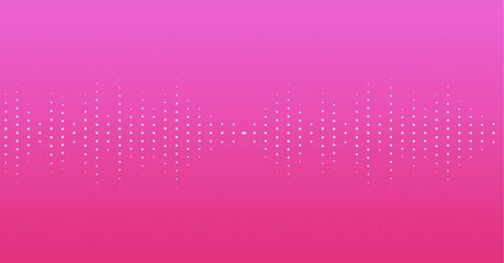 Fototapeta na wymiar Composition of white sound frequency dot level meters on pink gradient background