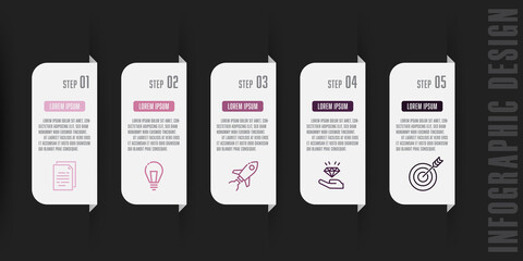 Naklejka na ściany i meble Vector presentation business infographic template 5 step.