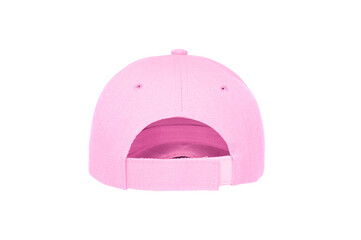 Baseball cap color pink close-up of back view on white background
