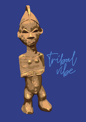 Vintage primitive woodenn statuette of a human.