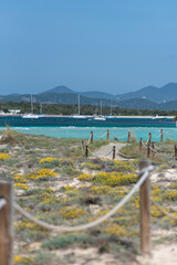 Ses Illetes beach in Formentera, Balearic Islands in Spain.
