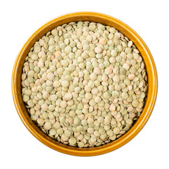 whole light green lentils in round bowl cutout