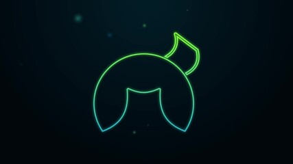 Glowing neon line Chinese fortune cookie icon isolated on black background. Asian traditional. 4K Video motion graphic animation