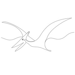Obraz premium dinosaur flying continuous line drawing, sketch, isolated