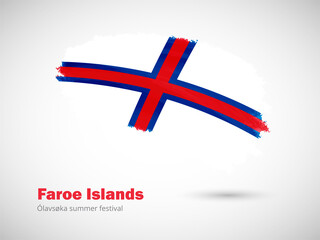 Happy national day of Faroe Islands with artistic watercolor country flag background. Grunge brush flag illustration