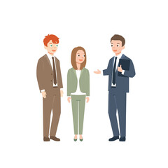 Business multinational team. Vector illustration of diverse cartoon men and women in office outfits. Isolated on white background. Colorful vector illustration in flat style