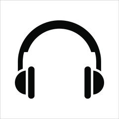 Fototapeta na wymiar Headphones earphones flat icon. Headset silhouette on white background. color editable